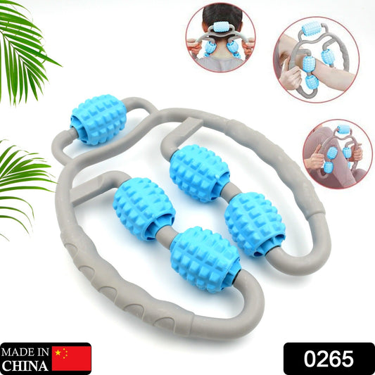 Muscle Massage Roller, 5 Wheels Relieve Soreness Leg Muscle Roller Fitness Roller Muscle Relaxer Massage Roller Ring Clip All Round Massaging Uniform Force Elastic PP Drop Shaped for Home Use (1 Pc) - Springkart