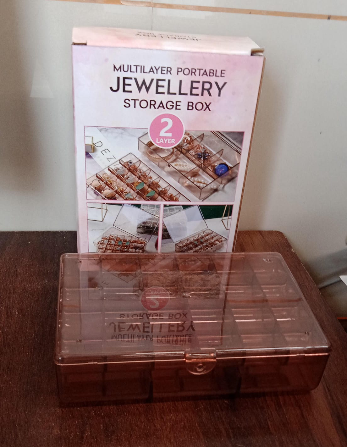 2 layer Acrylic Jewelry Storage Box Dustproof Earring Box, Storage Box Portable Nail Art Storage Case, 24-Grid Small and 6-Grid Big case Makeup Vanity Box (1 Pc / 30 Compartment) - Springkart