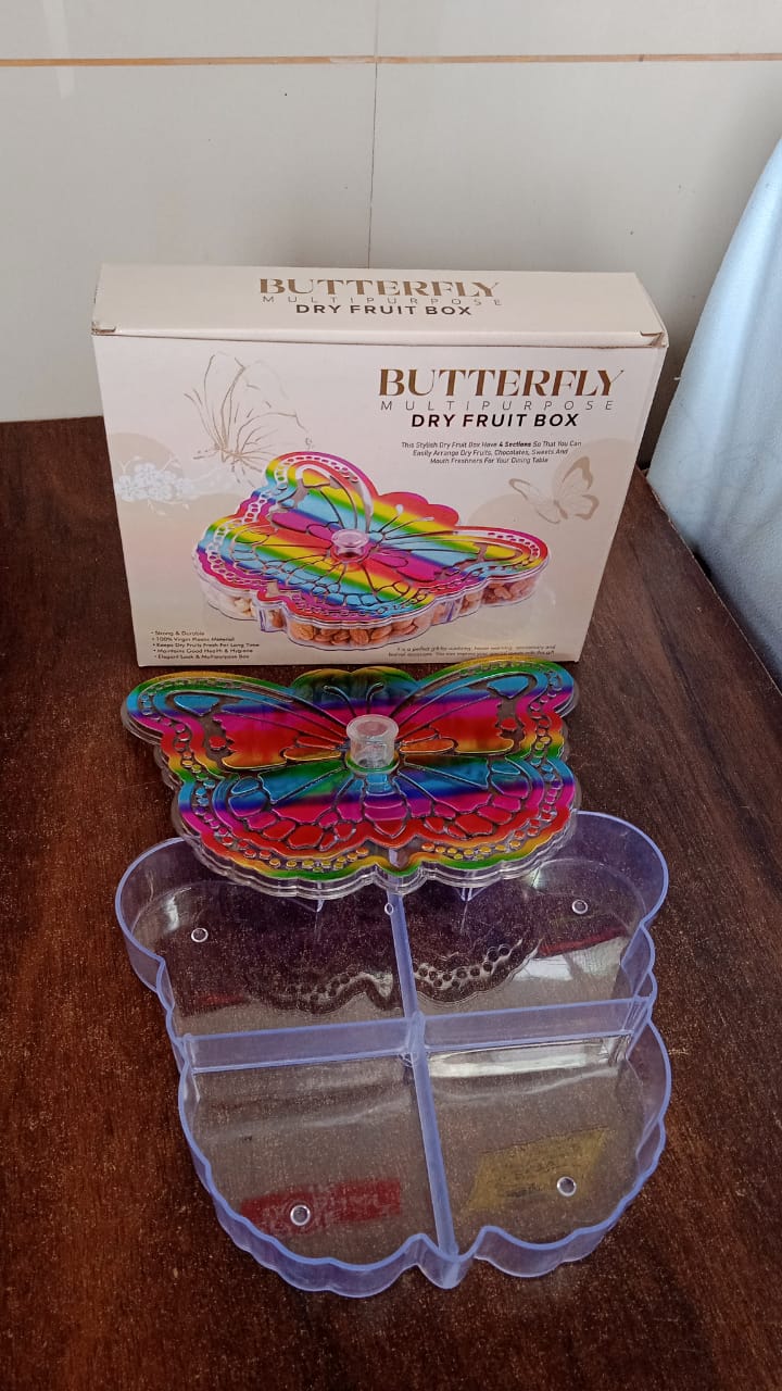 Butterfly Shape 4 Compartment Multipurpose Box | Dry Fruit Box (1 Pc) - Springkart