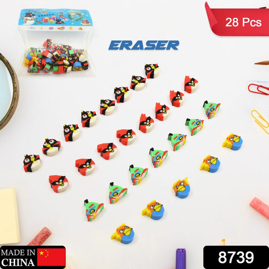 Fancy & Stylish Colorful Erasers, Mini Eraser Creative Cute Novelty Eraser for Children Different Designs Eraser Set for Return Gift, Birthday Party, School Prize (28 Pcs In 1 Packet) - Springkart