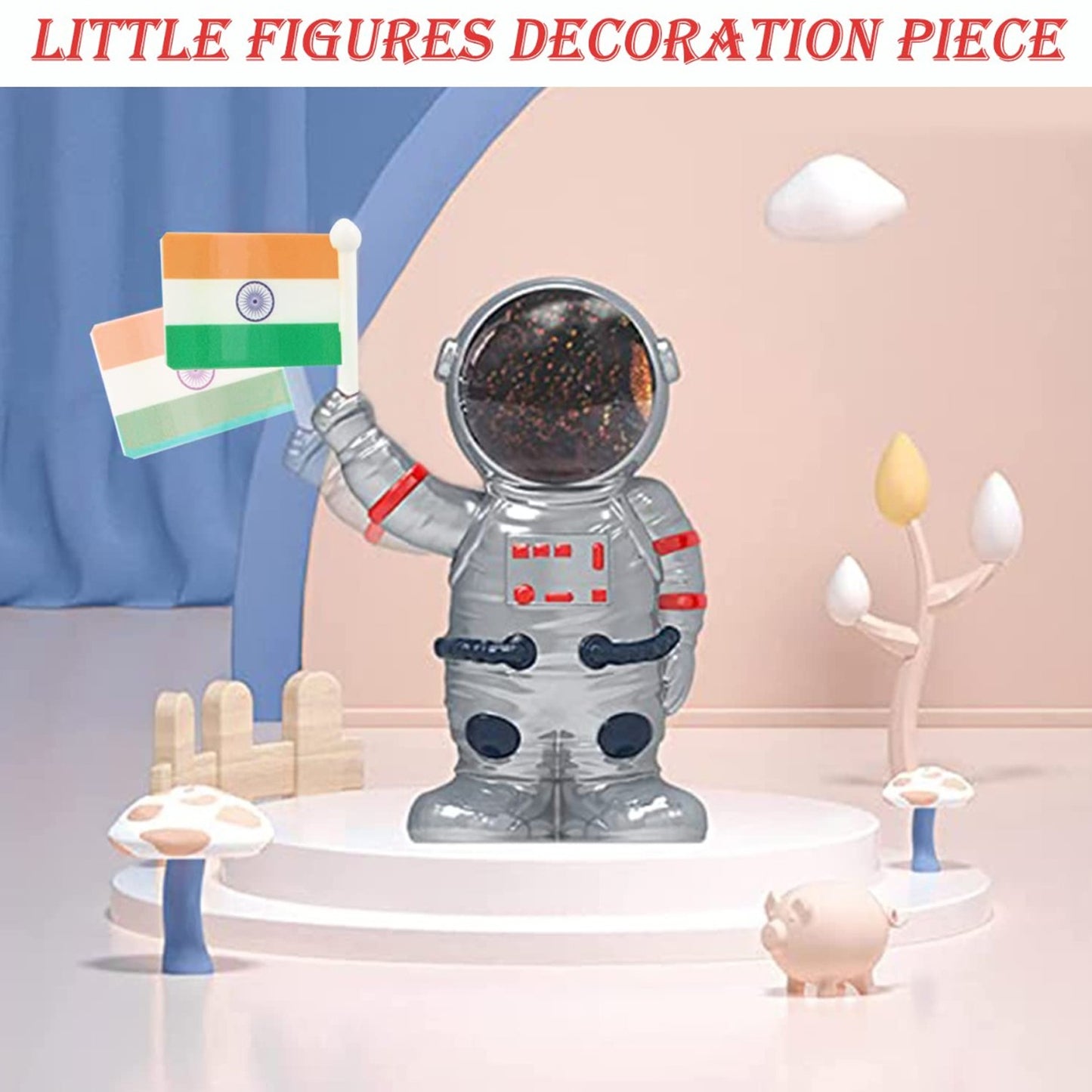 Solar Power Astronaut Ornament Moving Hand With Indian Flag (1 Pc) - Springkart