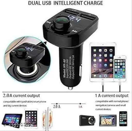 Wireless Bluetooth FM Transmitter in-Car FM Adapter Car Kit with Hands Free Call and USB Car Charger (X8) - Springkart