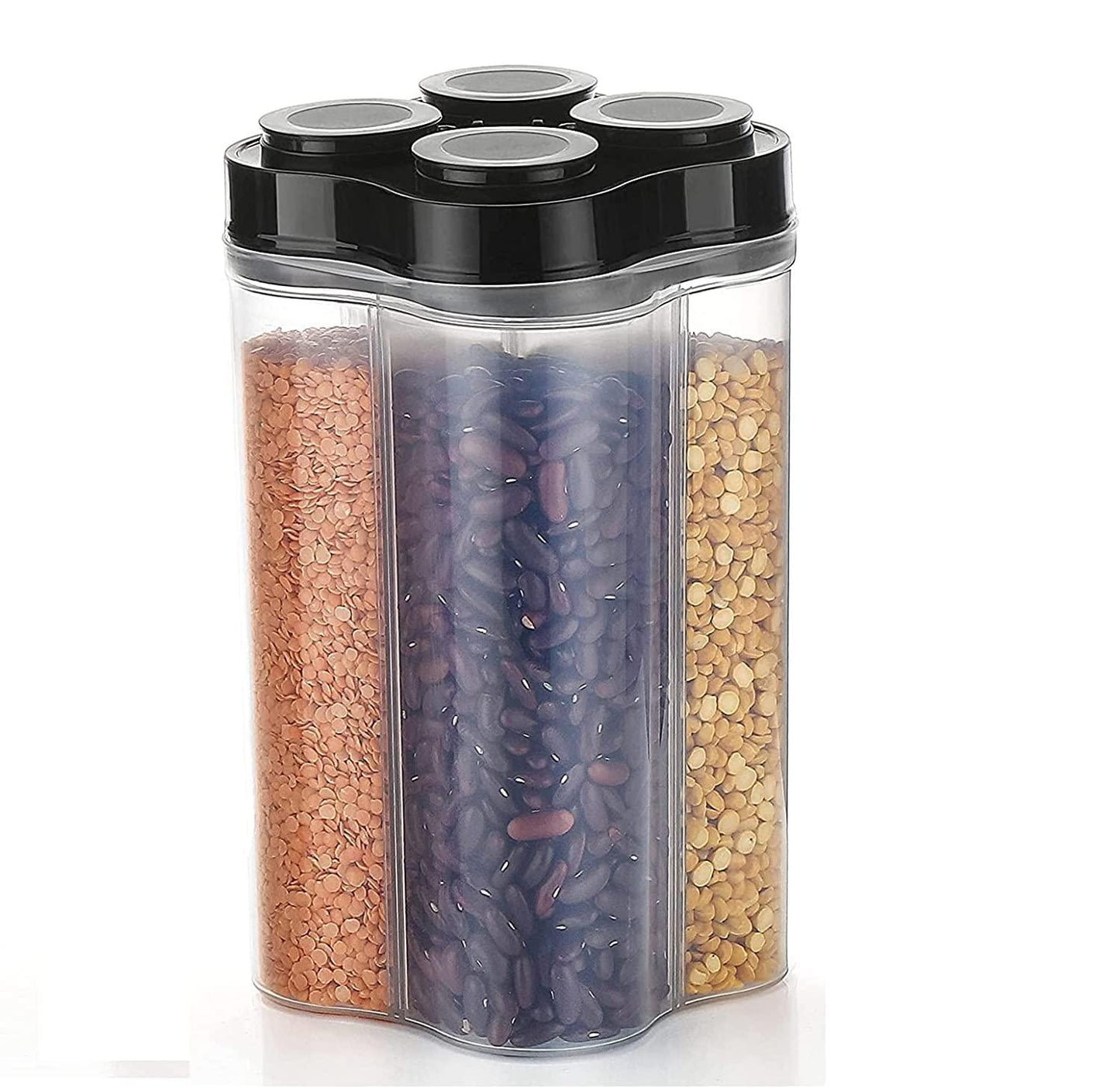 0764b Plastic Lock Food Storage 4 Section Container Jar For Grocery Fridge Container. - Springkart