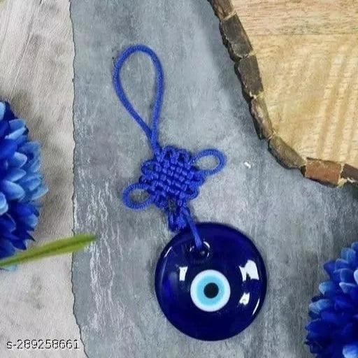 Blue Evil Eye Crystal Vastu Nazar Suraksha Evileye Double Horseshoe Ghode Ki Naal Thread - Springkart