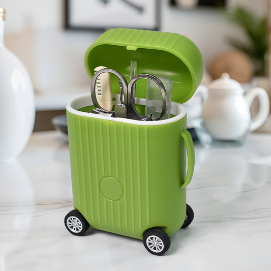 Manicure Kit Pedicure Tools For Feet Nail Clipper (8 Pcs Set With Mini 4 Wheel Suitcase Trolley) - Springkart