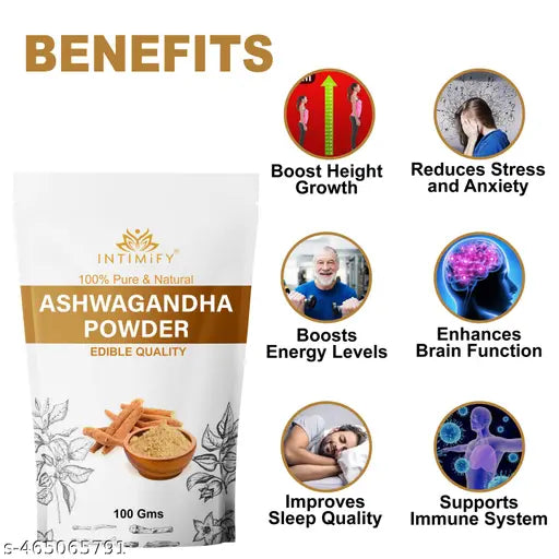 Ashwagandha Powder | Immunity Booster | Ashwagandha Powder Churna | Helps Enhance Strength, Stamina & Energy | Drink | Eating | Skin | Skin Brightening | Stress Relief - Pack of 3