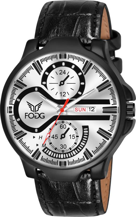 FOGG Day and Date Display Analog Watch - For Men 1217-Silver