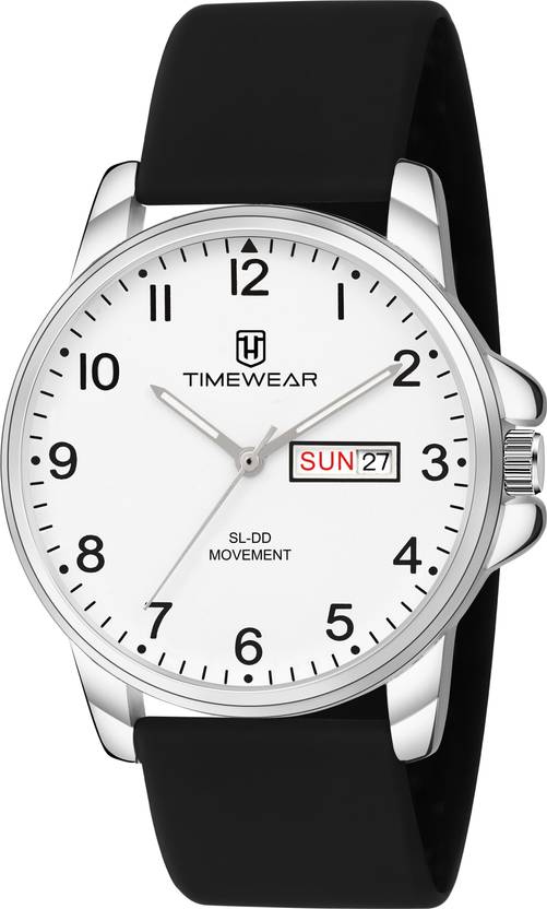 TIMEWEAR Day Date Functioning White Number Dial Silicone Strap Analog Watch - For Men 320-1TGFK
