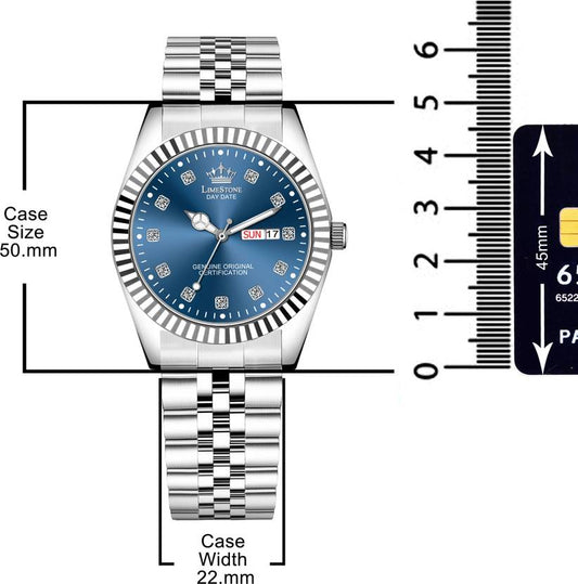 LIMESTONEĀ Legacy Series Stainless Steel Day and Date Functioning | Stylish Chain | Quartz Analog Watch - For Men RLX028