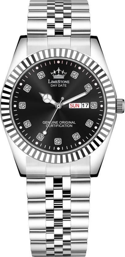 LIMESTONEĀ Legacy Series Stainless Steel Day and Date Functioning | Stylish Chain | Quartz Analog Watch - For Men RLX032
