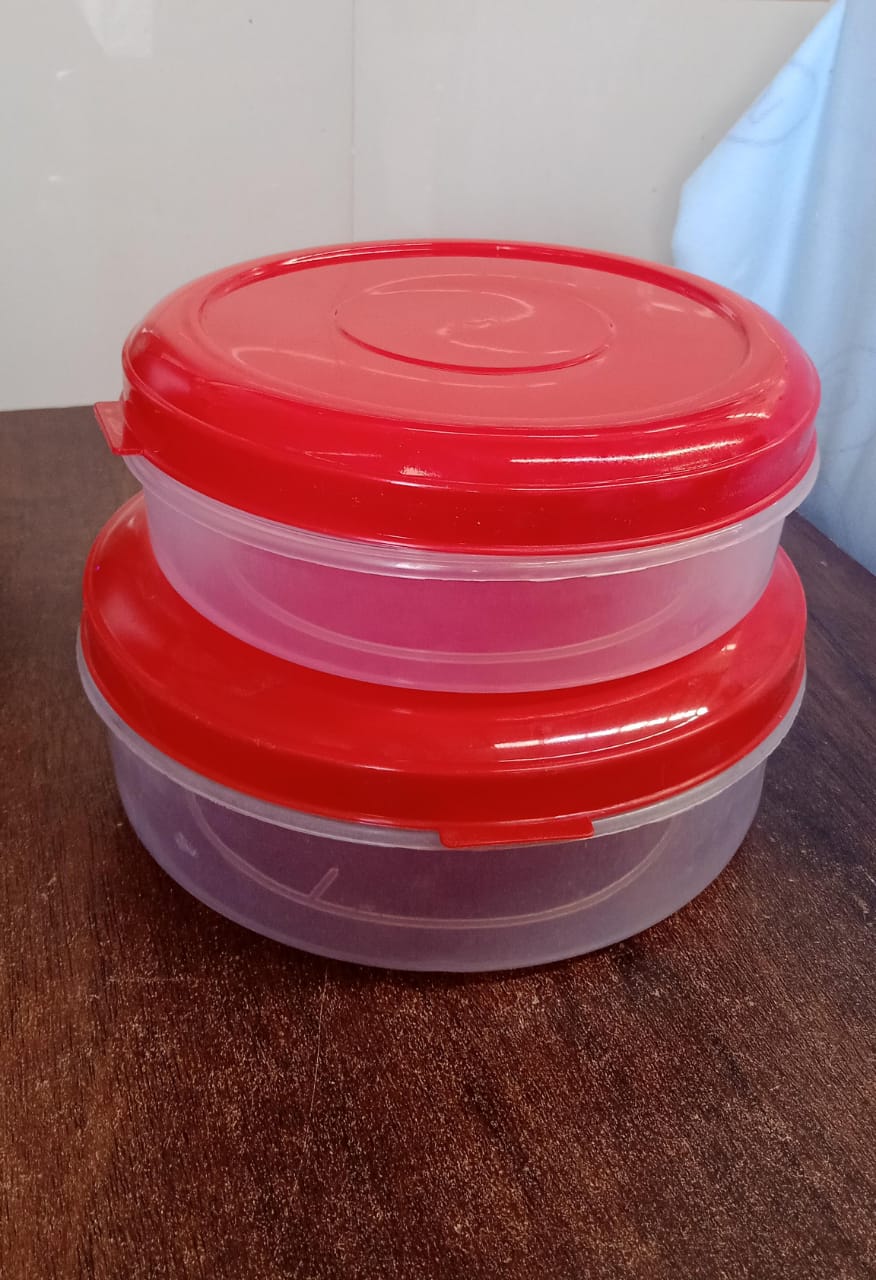 Round Plastic Big & Small Storage Container Box (PACK OF 2) - Springkart