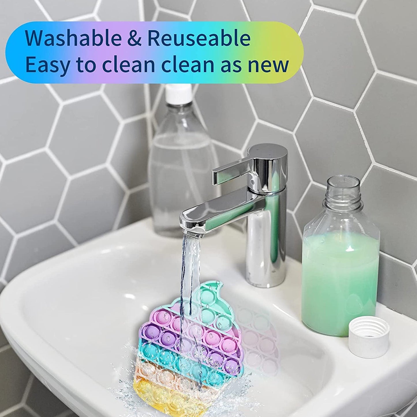 Ice Cream Softy- Fidget Popping Sounds Toy, BPA Free Silicone, Push Bubbles Toy for Autism Stress Reliever, Sensory Toy Pop It Toy - Springkart