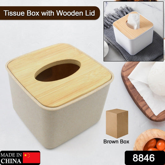 Tissue Box Desktop Stand Bamboo Tissue Cover Box Rectangular Paper Towel Holder Removable Tissue Dispenser for Bathroom Vanity Countertop Bedroom Car Holder Paper Towels Dispenser (1 Pc ) - Springkart