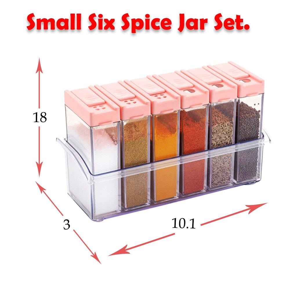 122 Plastic Spice Jars (6 Pcs 14x22x8cm Multicolour) - Springkart