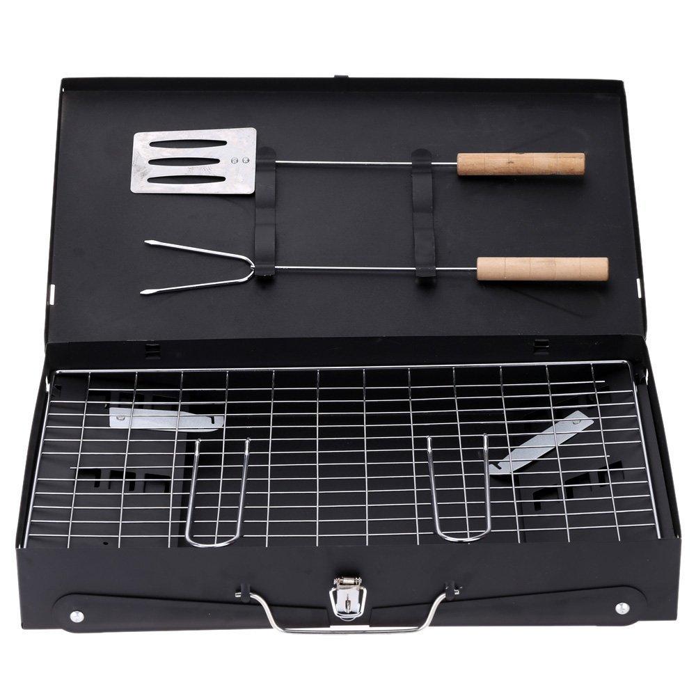 Stainless Steel Briefcase Style Barbecue Grill Toaster (Medium Black) - Springkart