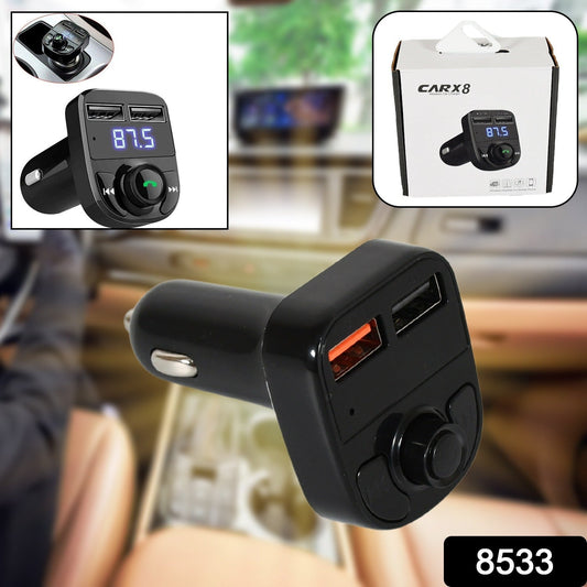 CAR-X8 Bluetooth FM Transmitter Kit for Hands-Free Call Receiver / Music Player / Call Receiver / Fast Mobile Charger Ports for All SmartphonesĀ with 3.1A Quick Charge Dual USB Car Charger - Springkart