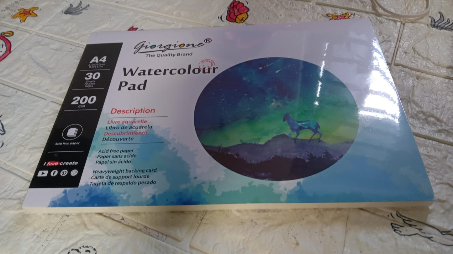 Watercolor Paper Pad,1 Pack,200gsm,A4 8.3"x11.7",60 Sheets Total, Acid Free for Wet Media Painting Paper Pads, for Illustration, Painting, Drawing and Sketching 210x297mm (1 Pc) - Springkart