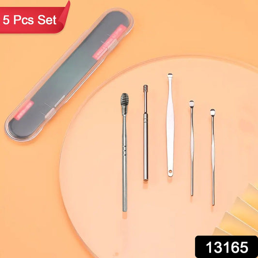 5-in-1 Ear Wax Cleaner- Resuable Ear Cleaning Tools With Plastic Case (5 Pcs Set) - Springkart