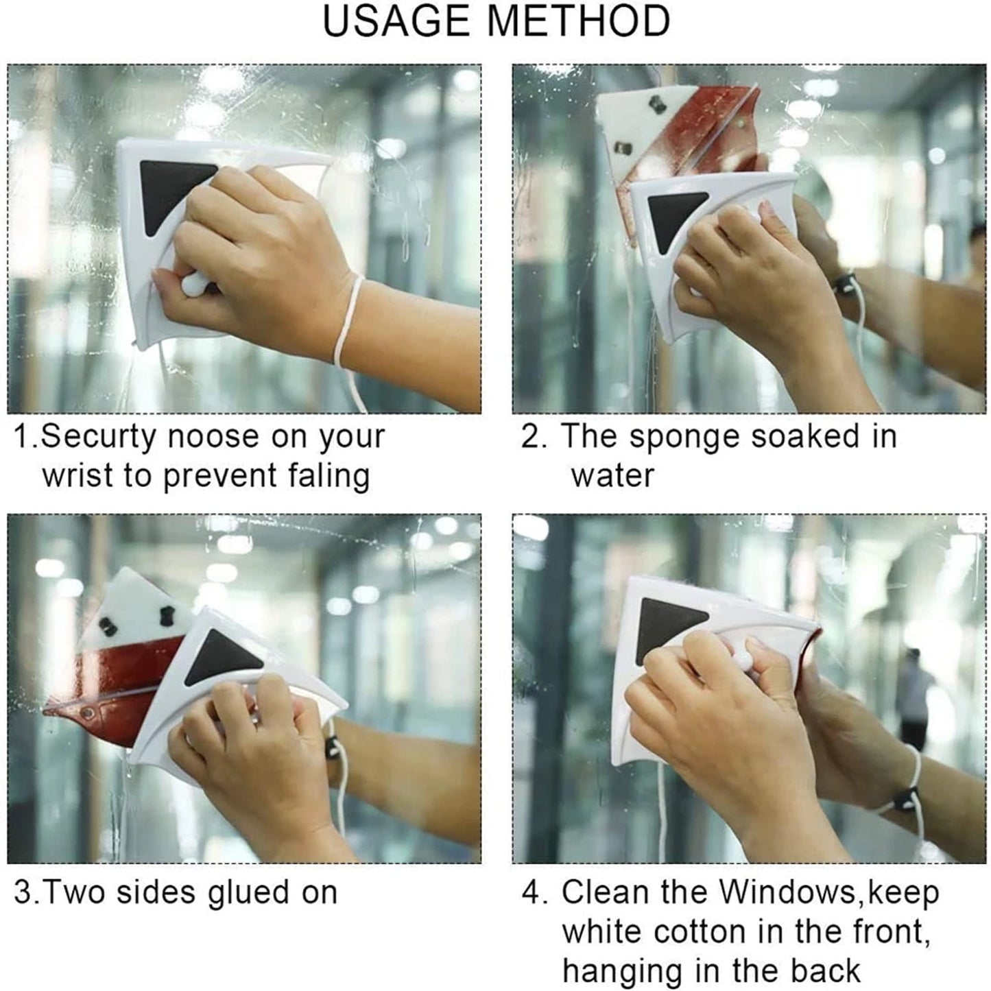 Double face glass cleaner Window Squeegee, Magnetic Window Washing Equipment. - Springkart