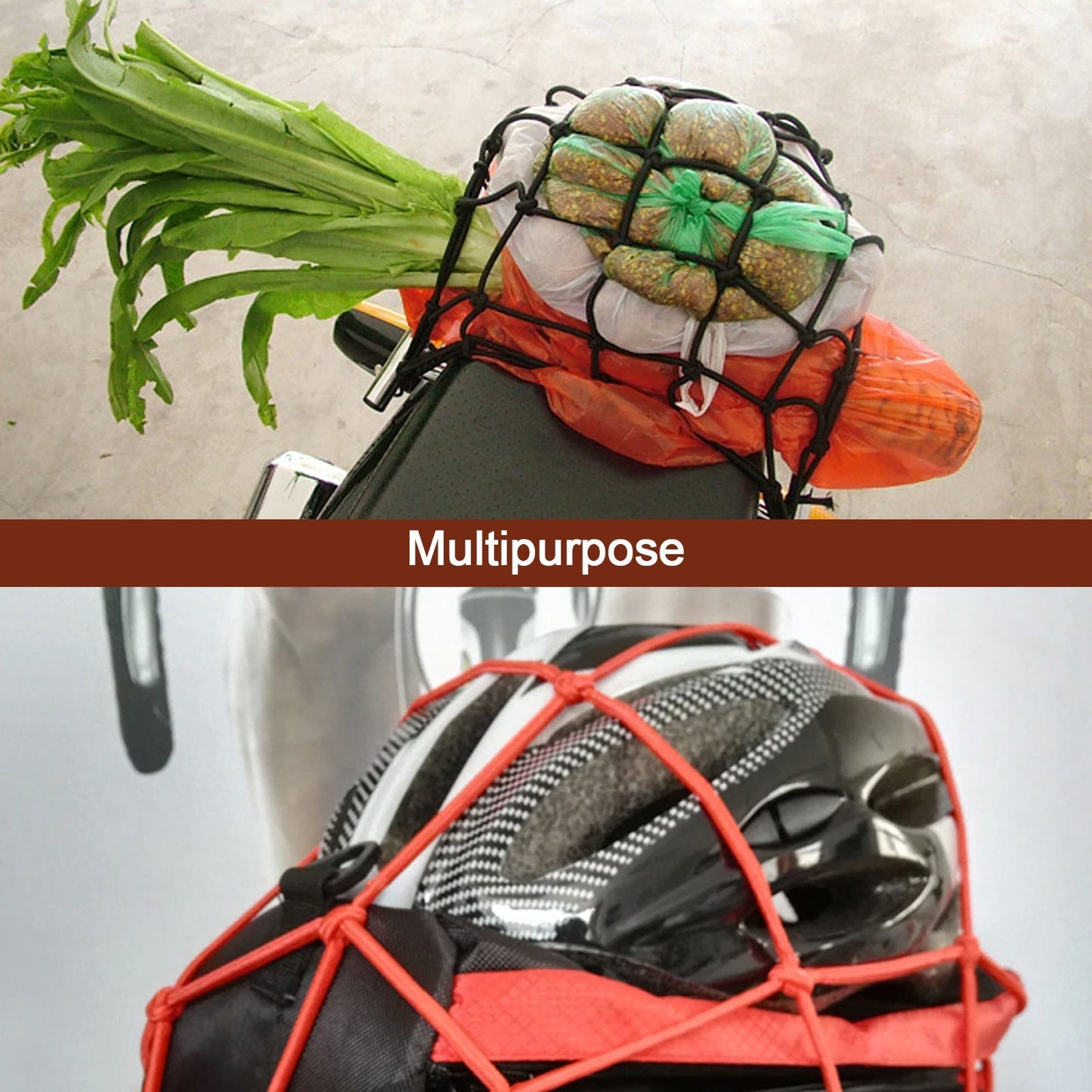 Heavy-Duty Elastic Bungee Cargo Net Mesh Holder - 4 Adjustable Hooks for Motorcycle Tank and Helmet, Octopus Holder for Backpacks and Helmets - Springkart