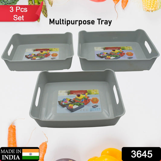 Multipurpose Organising & Storage Plastic Tray, Fruit & Vegetable/ Multi Purpose Tray, Organizer for Kitchen, Countertop, Cabinet, Bathroom Plastic Storage Basket For Store Fruits, Vegetables, Magazines, Cosmetics, Stationary Set of 3 - Springkart