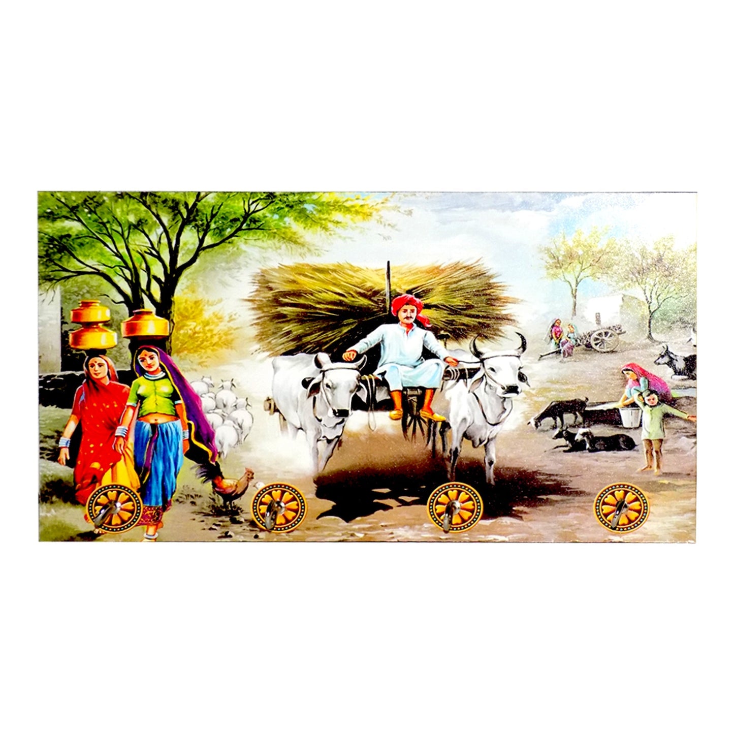 Decorative Wooden Landscape Art with Hooks for Wall Hanging - Springkart