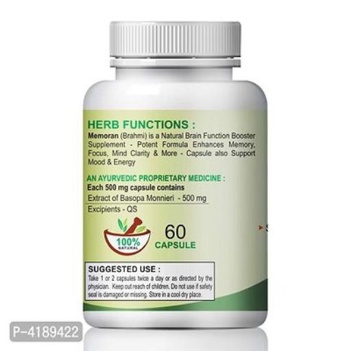 Herbal Capsules For Improve Memory Concentration Memory Power 100 % Ayurvedic Pack Of 1 - Springkart