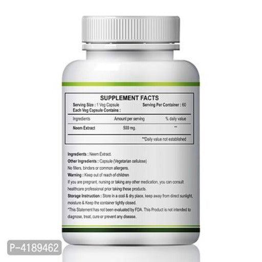 Neem Herbal Capsules For Blood Purifier, Treats Acne Other Skin Diseases 100% Ayurvedic Pack Of 1 - Springkart