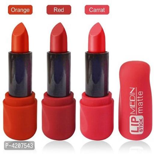 Medin Paris super matte lipstick(Orange,Red,carrat) cosmetics makup set of 3 - Springkart