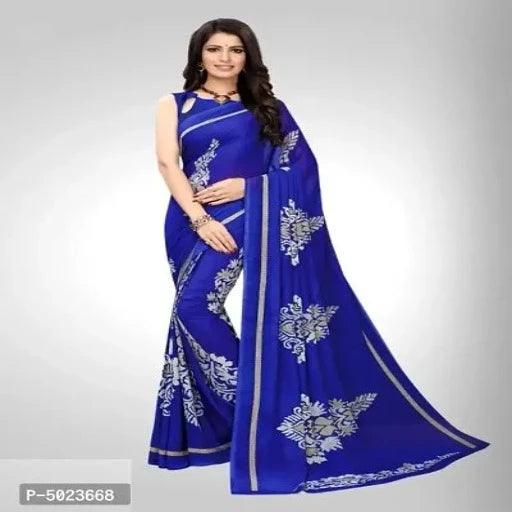 New Trendy Georgette Printed Saree with Blouse piece - Springkart