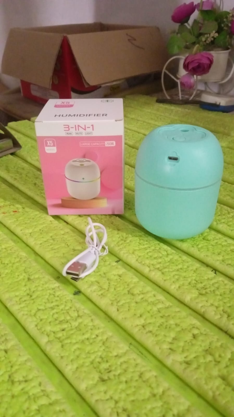 Portable Lighting Mini Humidifier, USB Personal Desktop Air Humidifier for Baby Bedroom Travel Office Home with Light, Cool Mist Humidifier, Essential Oil Diffusers, Cool Mist Humidifiers (250 ML) - Springkart