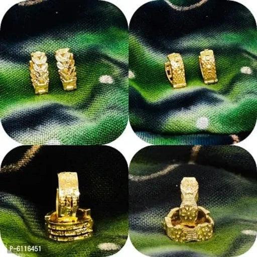 Gold and micron plated V shaped bali COMBO 4 pairs - Springkart