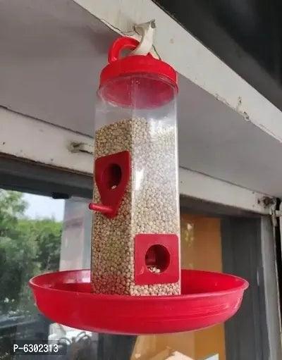 Stylish Red Plastic Feeder For Birds - Springkart