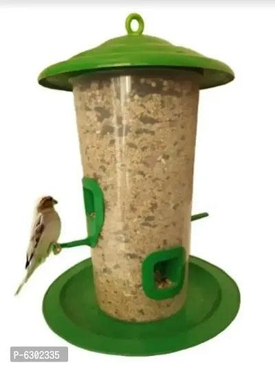 Stylish Green Plastic Grain Feeder For Birds - Springkart