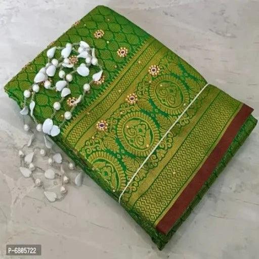 Kanjivaram Brocade Saree with stone - Springkart