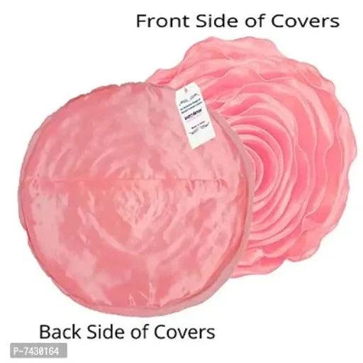 polyester Round Tissue Rose Cushion Covers - Pack of 5(40x40cms, Baby Pink) - Springkart
