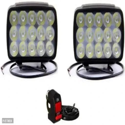 Imported DC Power Waterproof 15 LED Fog Head Lamp, Bar Light Off-Roading Universal For All Bikes, Scooty (Pack of 2, Free On/Off Switch, White) - Springkart