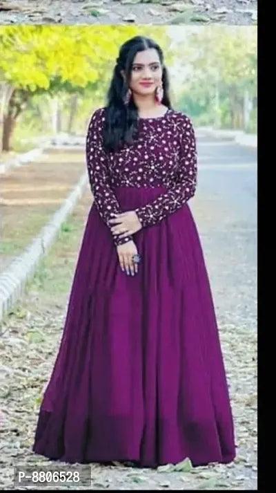 Magenta Georgette Ethnic Gowns For Women - Springkart
