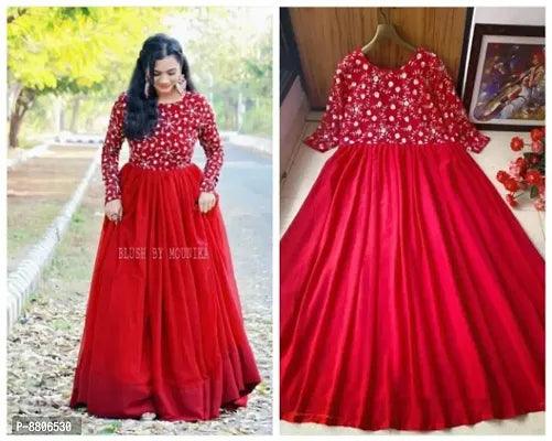 Red Georgette Ethnic Gowns For Women - Springkart