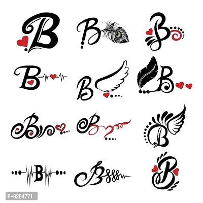 B Name Alphabet Tattoo Waterproof For Men and Women Temporary Body Tattoo - Springkart