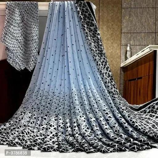 Sitanjali Woman Printed Satin Patta Saree With Blouse Piece - Springkart