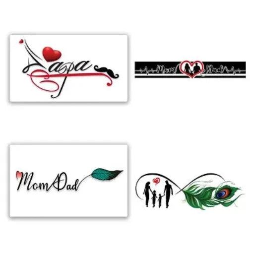 Temporary Tattoowala Wrist tattoo Mom Dad infinity Designs Pack of 4 Temporary Tattoo Sticker For Men and Woman Temporary body Tattoo (2x4 Inch) Payment:- Pre-paid - Springkart