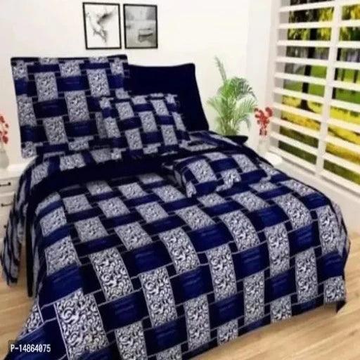 PRINTED 100% Polycotton 1 Double Bed bedsheet with 2 Pillow Covers - Springkart