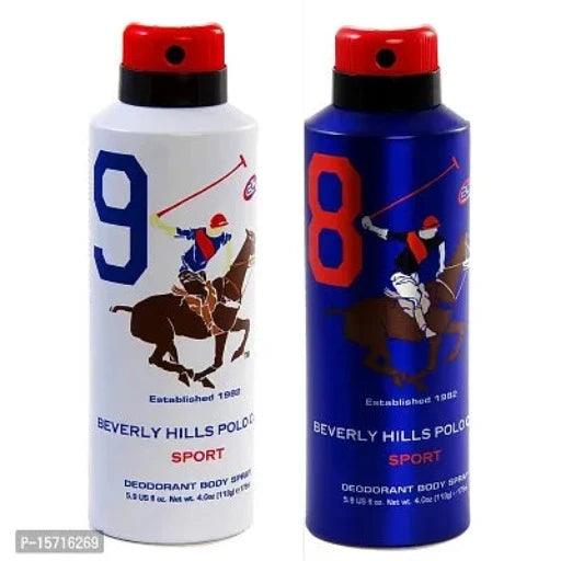Beverly Hills Polo Club Sports No.9 No.8 Deodorant Combo Pack For Men, 175 ml - Springkart