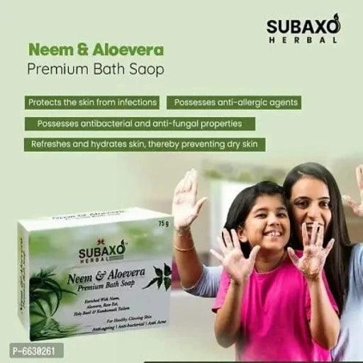 Subaxo Herbal Neem and Aloevera Premium Bath Soap 6 Pc each 75 G - Springkart