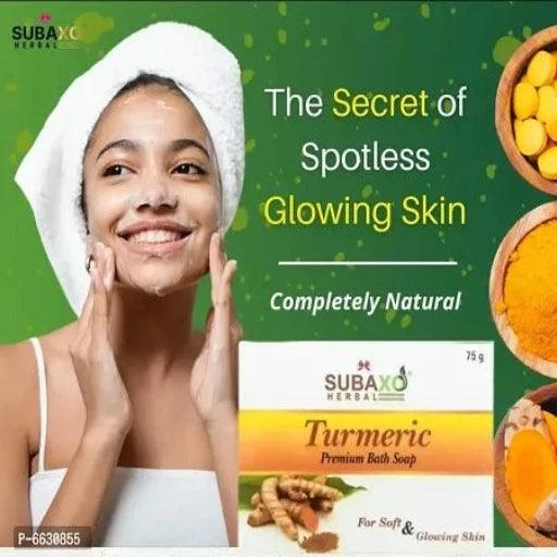 Subaxo Herbal Turmeric Premium Bath Soap 6 Pc Each 75 G - Springkart