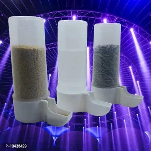 Imported Cage Gulfi Cup Bird Water Food Hanging Plastic Feeder Suitable for Small Cage Birds Like Love Birds, Finches, Cockatiel (200ML)( Pack of 3)(white color) - Springkart