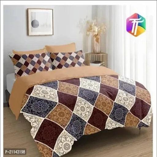 Fancy Glace Cotton Printed Bedsheet with 2 Pillow Covers - Springkart