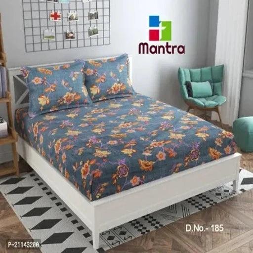Fancy Glace Cotton Printed Bedsheet with 2 Pillow Covers - Springkart