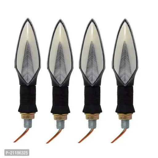 Universal Motorcycle Neon LED Long Arrow Turn Signal Light Indicator for Bajaj Pulsar 180F (Yellow Red, Pack of 4) - Springkart